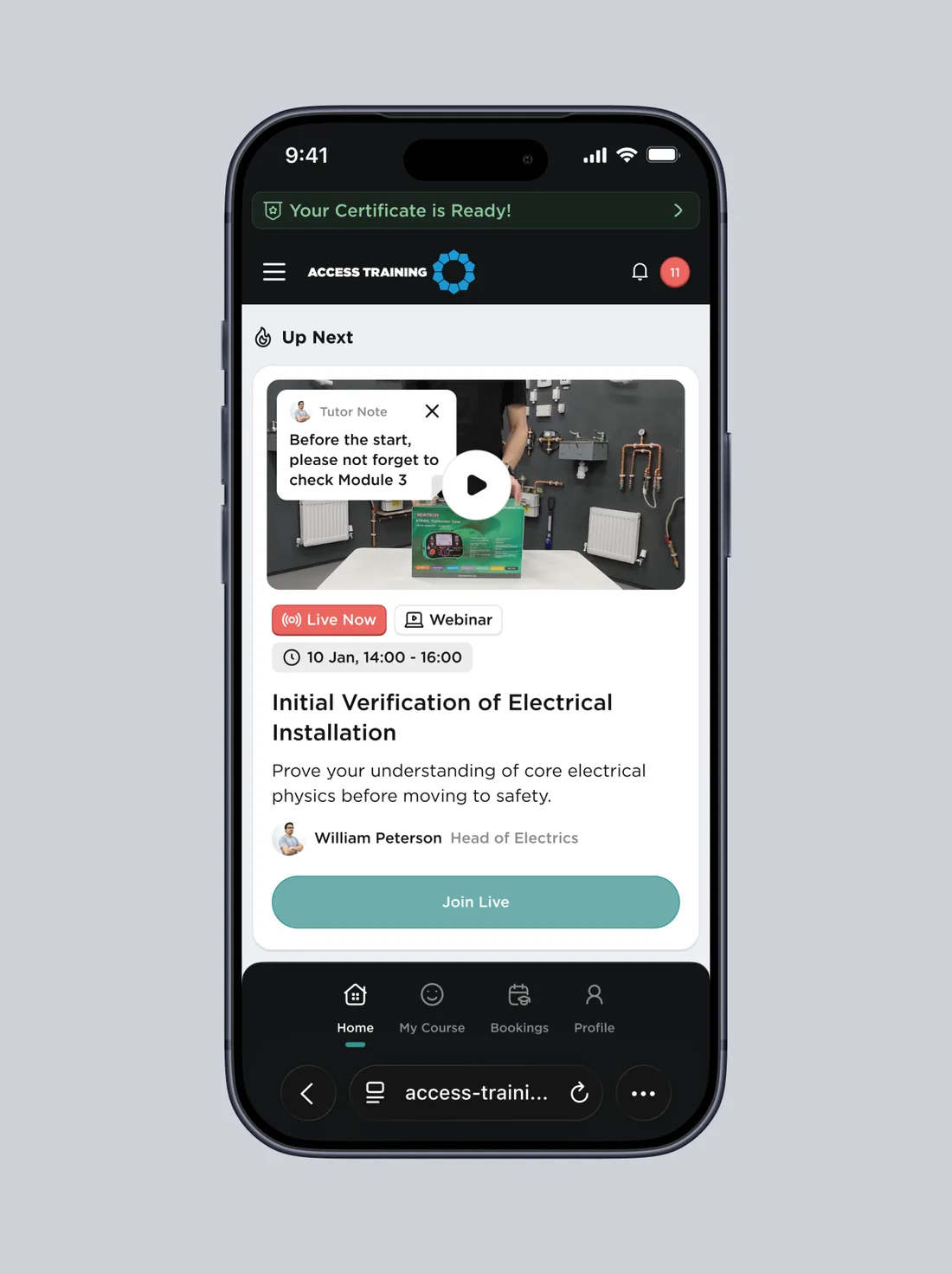 Home on mobile with the Up Next card first