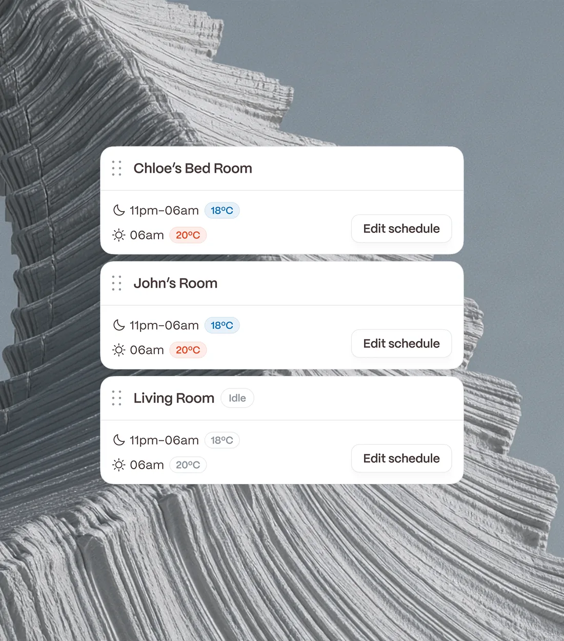 Heating schedules for each room