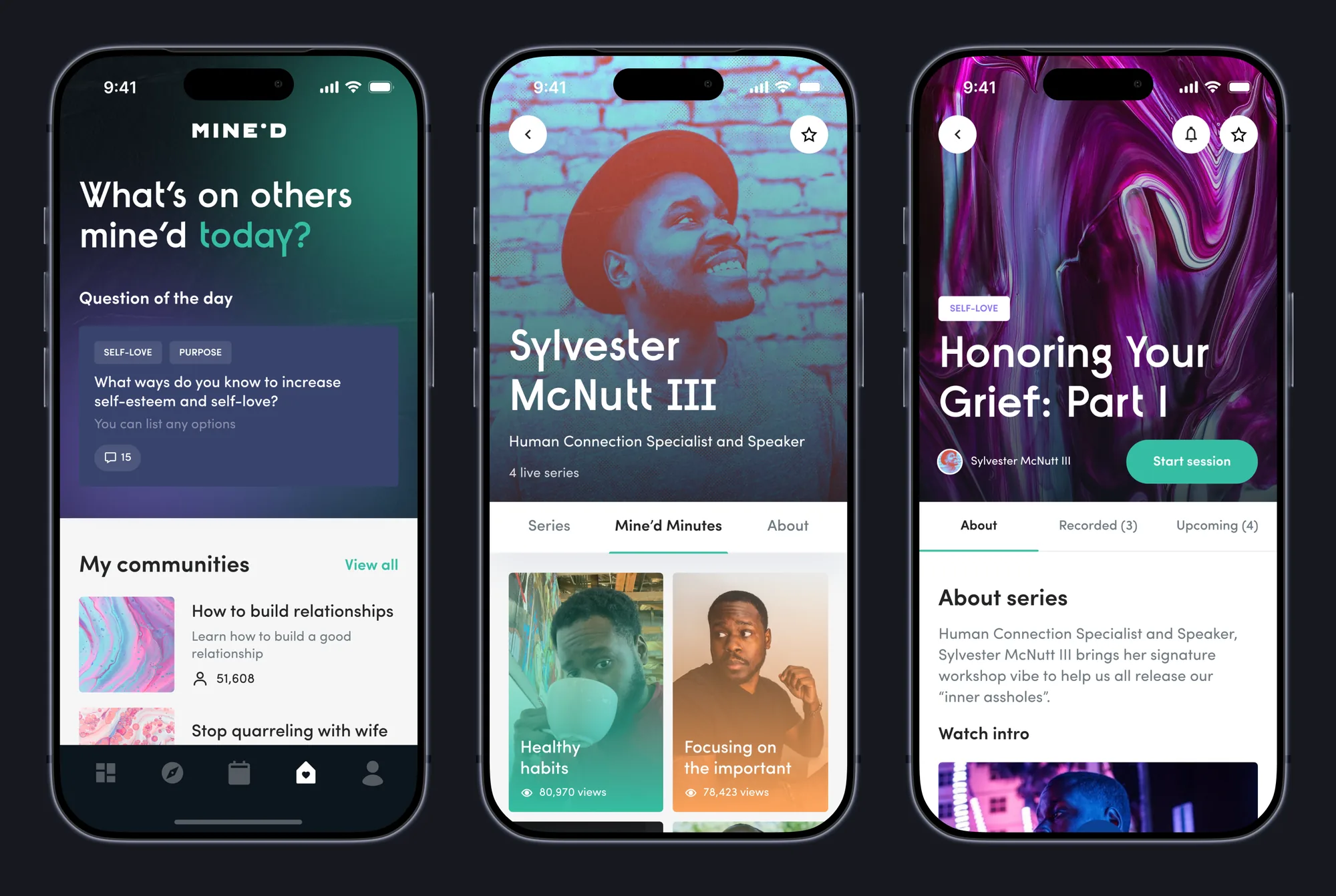 First iteration: communities, expert profile and session page